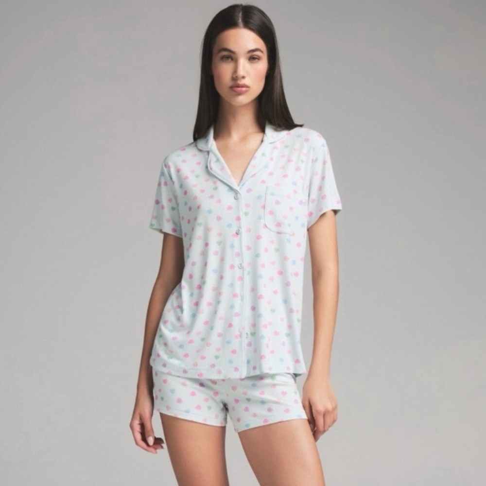 Skims short sleeve cloud candy heart pajamas